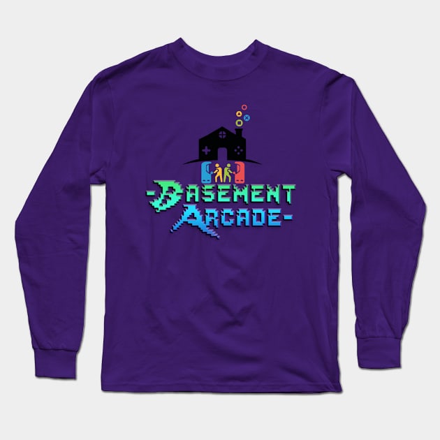 Basement Arcade (Full Logo) Long Sleeve T-Shirt by FakeNerdPod